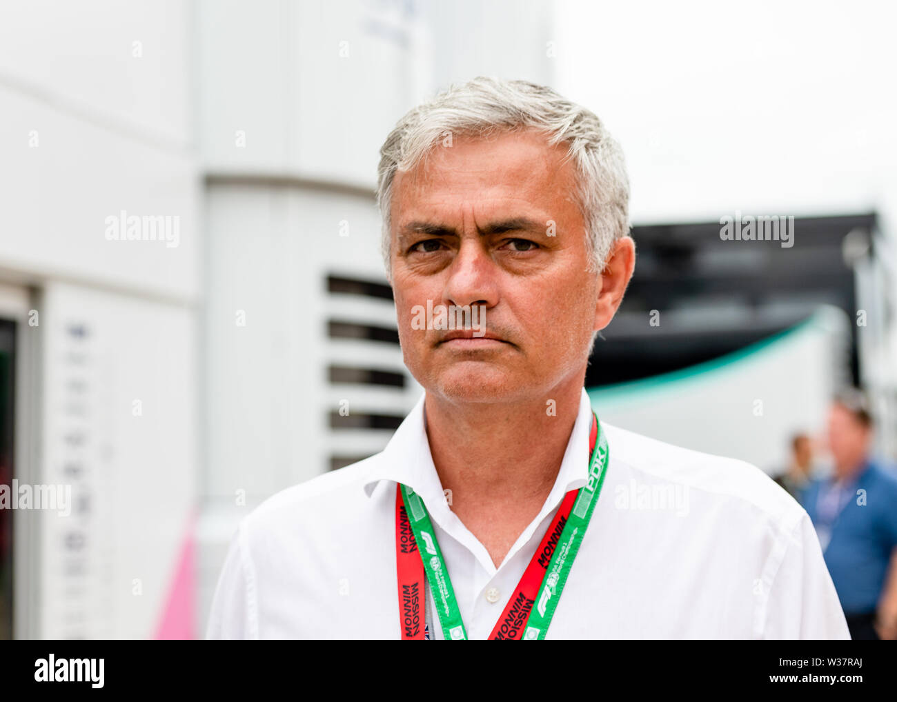 TOWCESTER, Regno Unito. 13 Luglio, 2019. Jose Mourinho ha partecipato oggi le qualifiche durante la Formula 1 Rolex British Grand Prix 2019 sul circuito di Silverstone il Sabato, 13 luglio 2019 a Towcester, Inghilterra. Credito: Taka G Wu/Alamy Live News Foto Stock