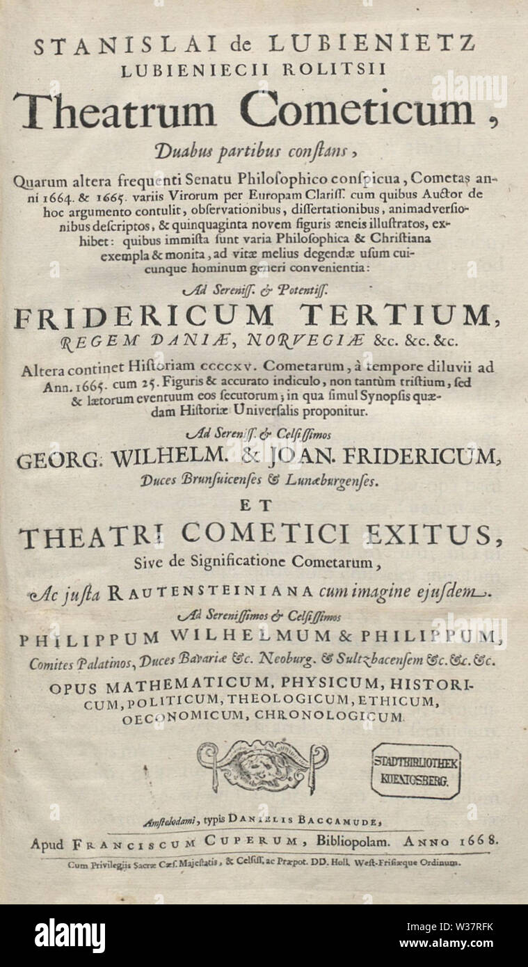 Theatrum Cometicum titolo Foto Stock