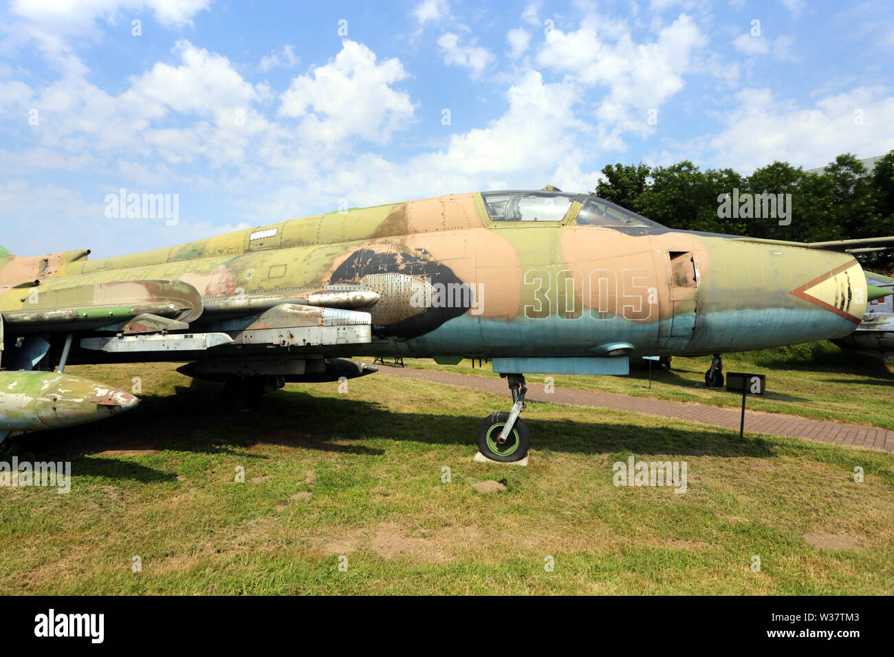 Cracovia. Cracovia. La Polonia. Museo di aviazione polacca. Sukhoi SU 22M4 'montatore 'jet fighter-bomber. Foto Stock