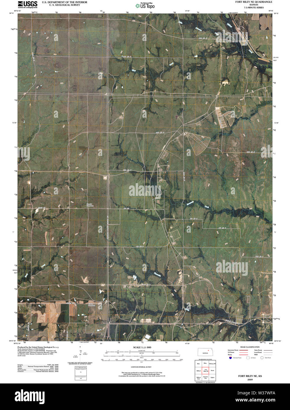 USGS TOPO Map Kansas KS Fort Riley NE 20091215 TM il restauro Foto Stock