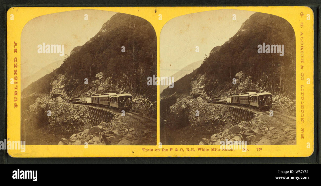 Treno su P & ORR, Bianco mt tacca, NH, da Robert N Dennis raccolta di vista stereoscopica 3 Foto Stock