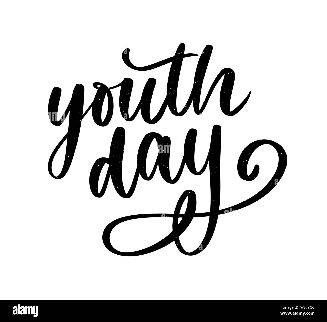 Caratteri della giornata internazionale della gioventù sfondo giallo Illustrazione Vettoriale