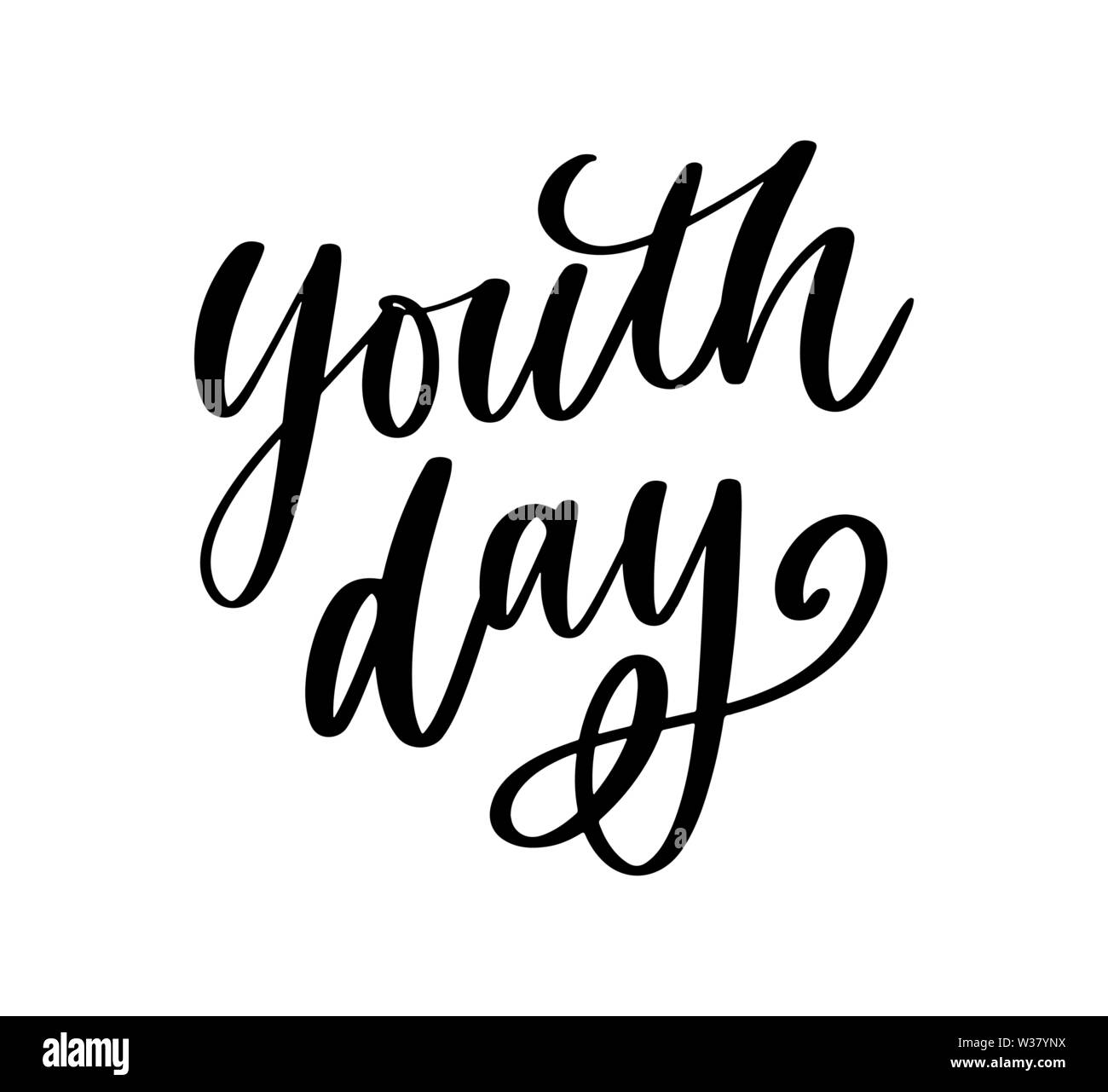 Caratteri della giornata internazionale della gioventù sfondo giallo Illustrazione Vettoriale