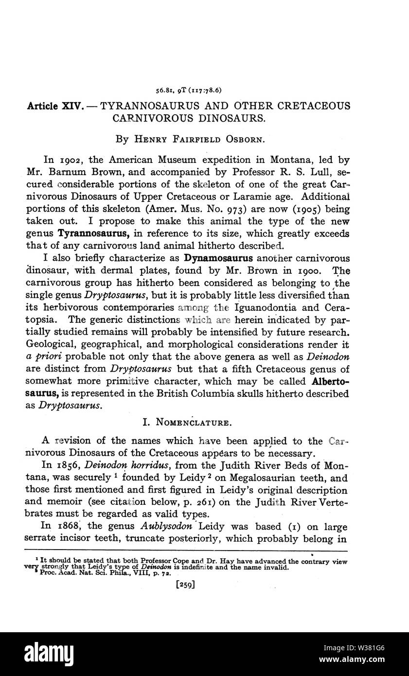 Tyrannosaurus e altri Cretaceo dinosauri carnivori Pagina 1 Foto Stock