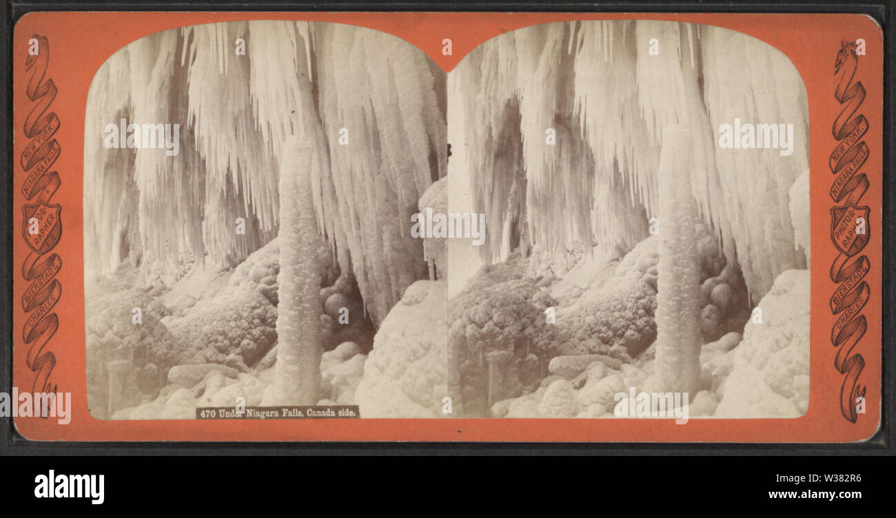 Sotto le Cascate del Niagara, Canada lato, da Robert N Dennis raccolta di vista stereoscopica 3 Foto Stock