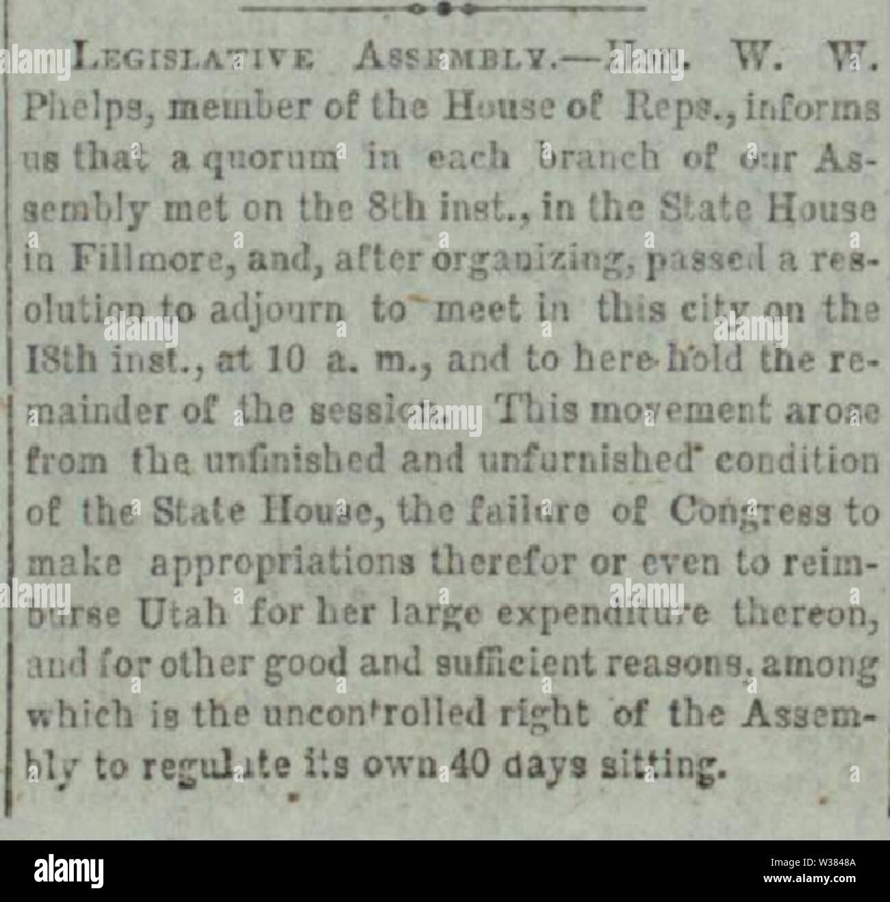 Utah legislatore territoriale si sposta a SLC Foto Stock