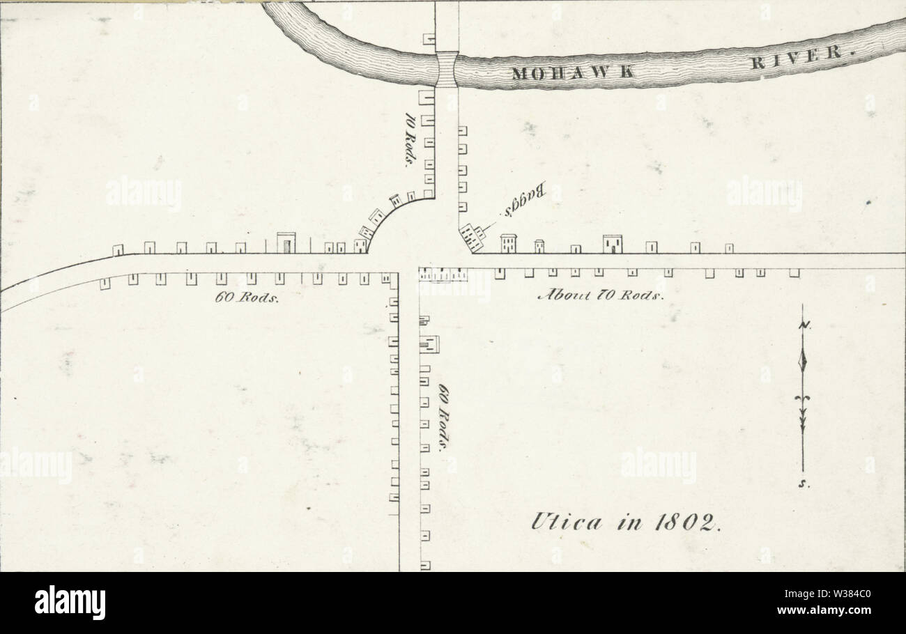 Utica rappresentato nel 1802. Estratto da: lo Stato di New York. Stato Sez. di documentario la storia dello stato di New York. Albany: 1849-1851, v. 3. Foto Stock