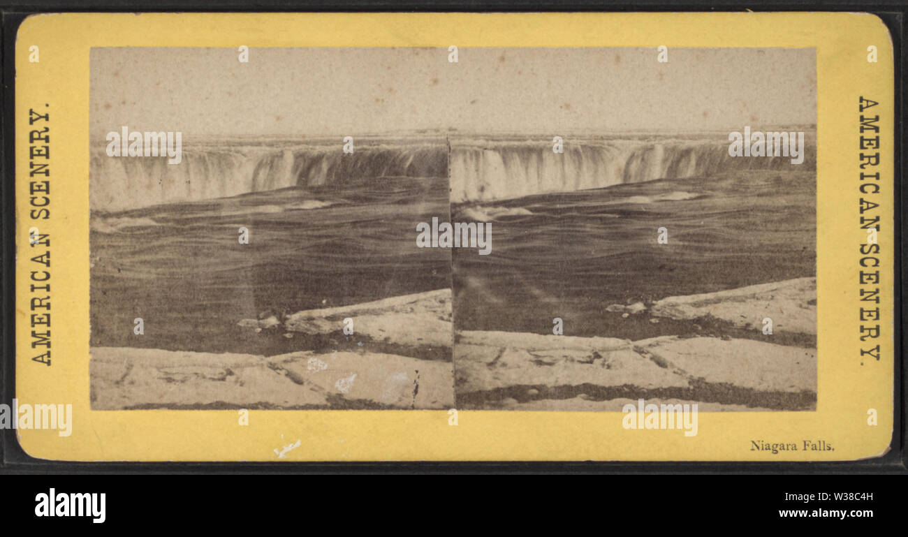 Vista delle Cascate Horseshoe dal Canada, da Robert N Dennis raccolta di vista stereoscopica Foto Stock