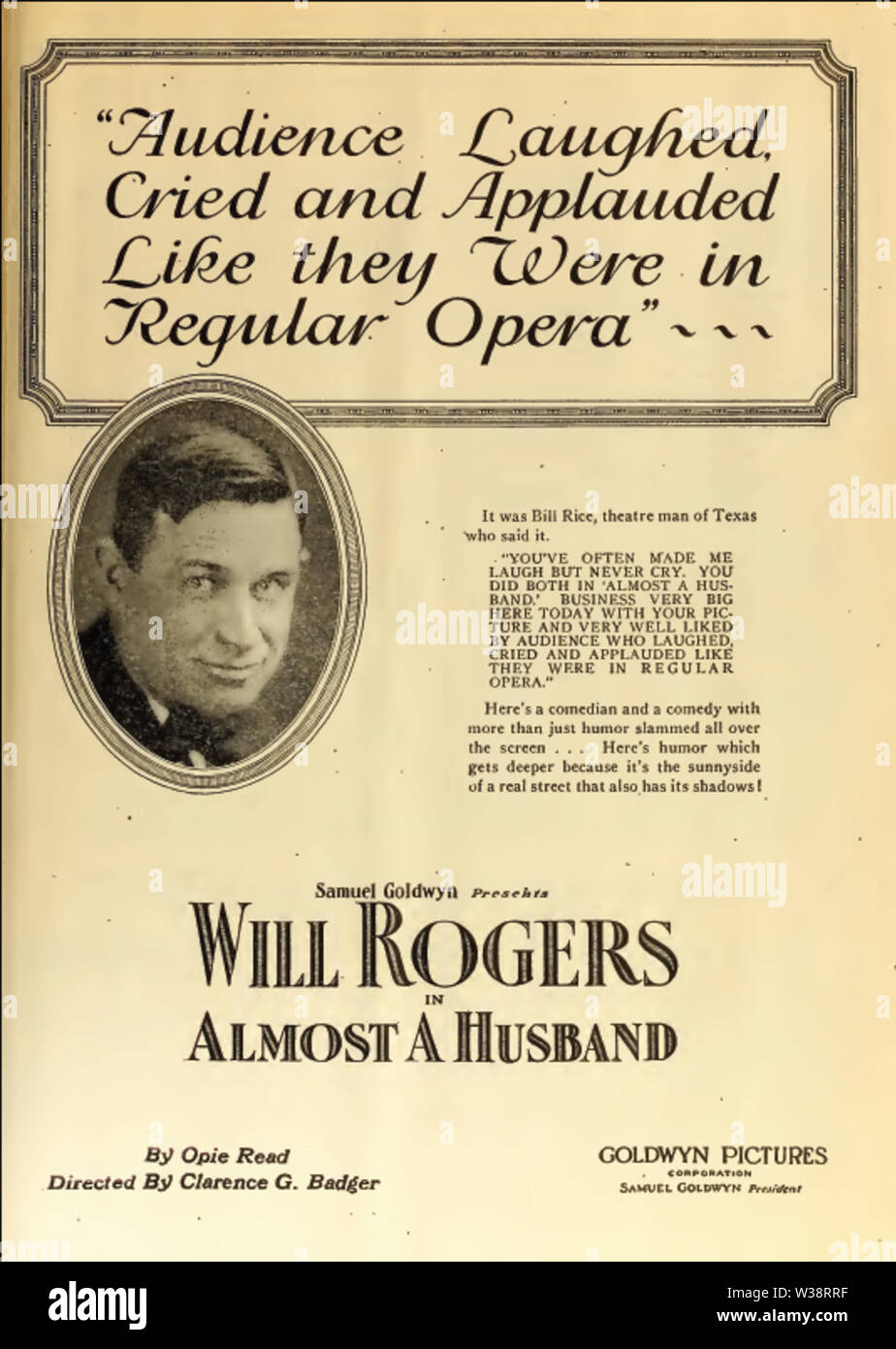 Will Rogers quasi un marito quotidianamente Film 1919 Foto Stock