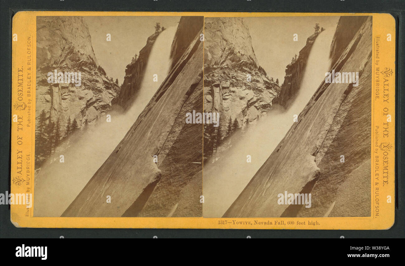 Yowiye, "Nevada Fall", 600 metri di altezza, da Muybridge, Eadweard, 1830-1904 2 Foto Stock