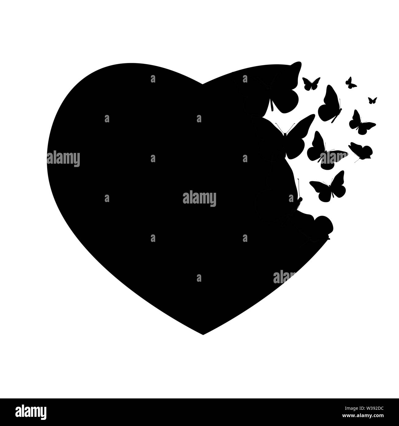 Abstract sfondo con il simbolo del cuore di fatto da Butterfly. Illustrazione Vettoriale Illustrazione Vettoriale
