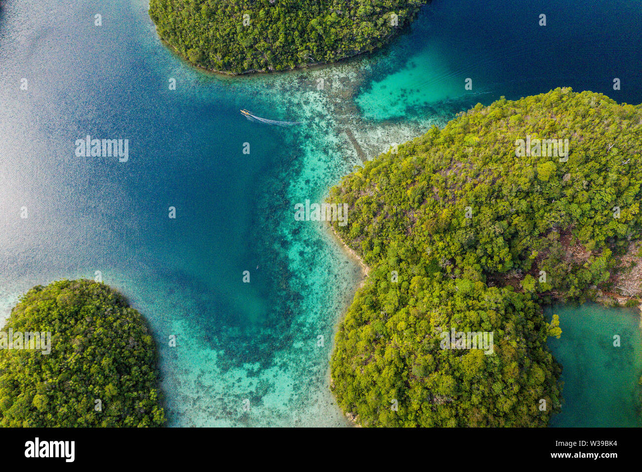 Vista aerea della laguna Sugba. Bellissimo paesaggio con mare blu lagoon, Parco Nazionale, Siargao Island, Filippine Foto Stock