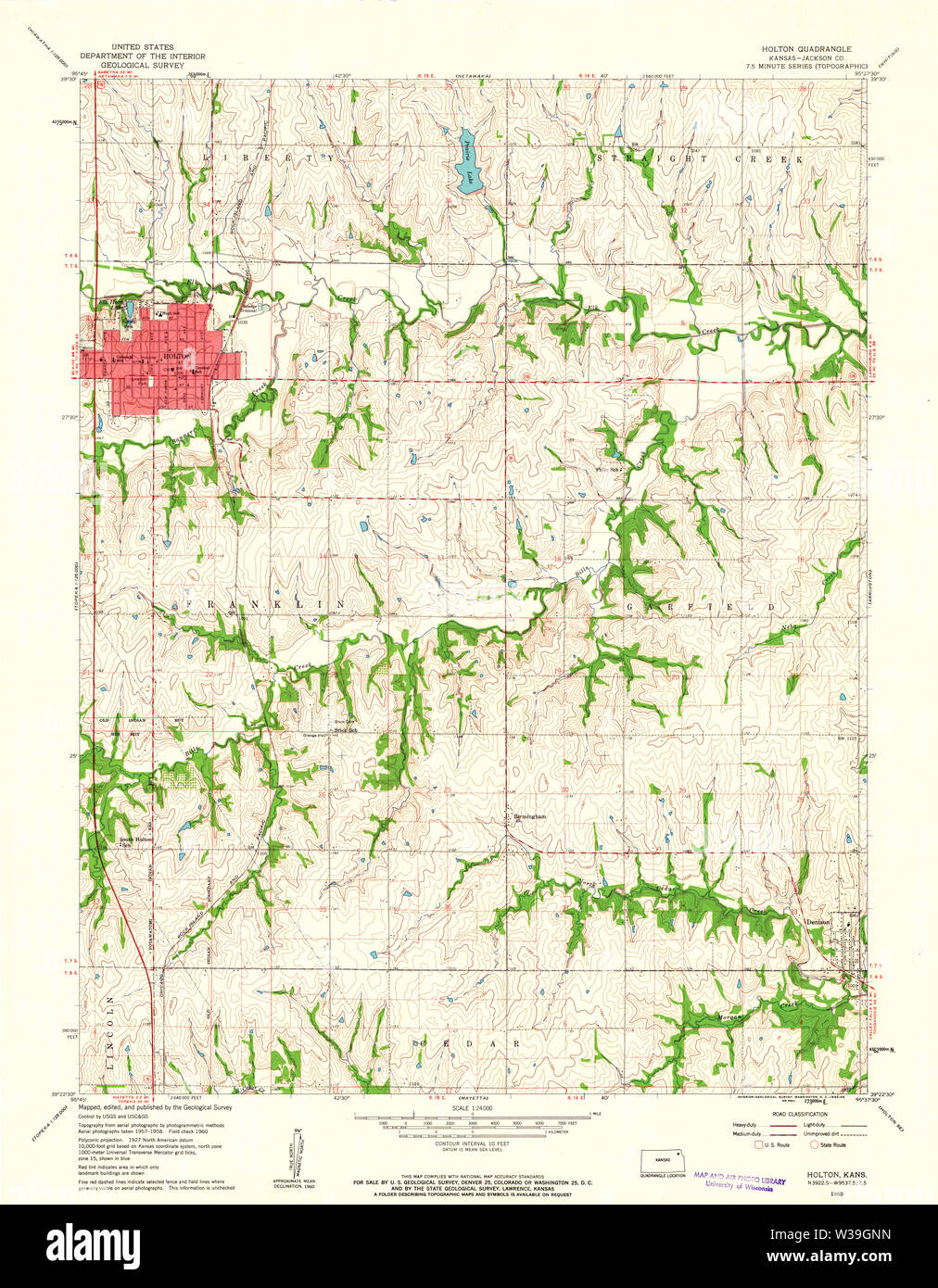 Usgs Topo Map Kansas Ks Holton 511598 1960 24000 Restauro W39gnn 