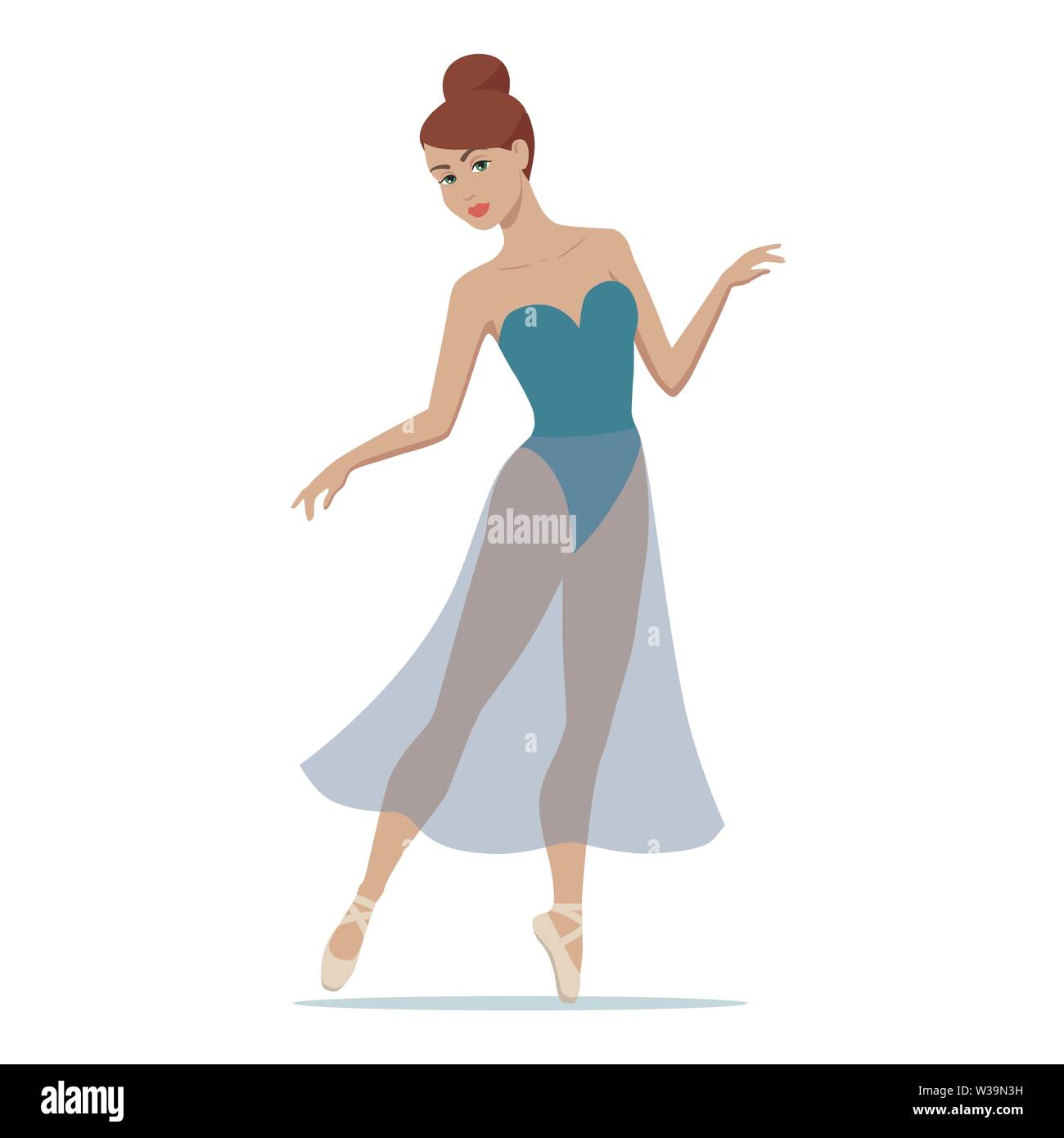 Ragazza ballerina in piedi in un bel vestito Illustrazione Vettoriale