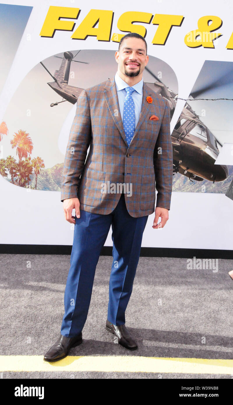 Hollywood, California, Stati Uniti d'America 13 luglio 2019 American wrestler regna romano assiste la Premiere mondiale di Universal Pictures' 'Fast & Furious presenta: Hobbs & Shaw' - Arrivi sulla luglio 13, 2019 in Dolby Theater a Hollywood, California, Stati Uniti d'America. Foto di Barry re/Alamy Live News Foto Stock