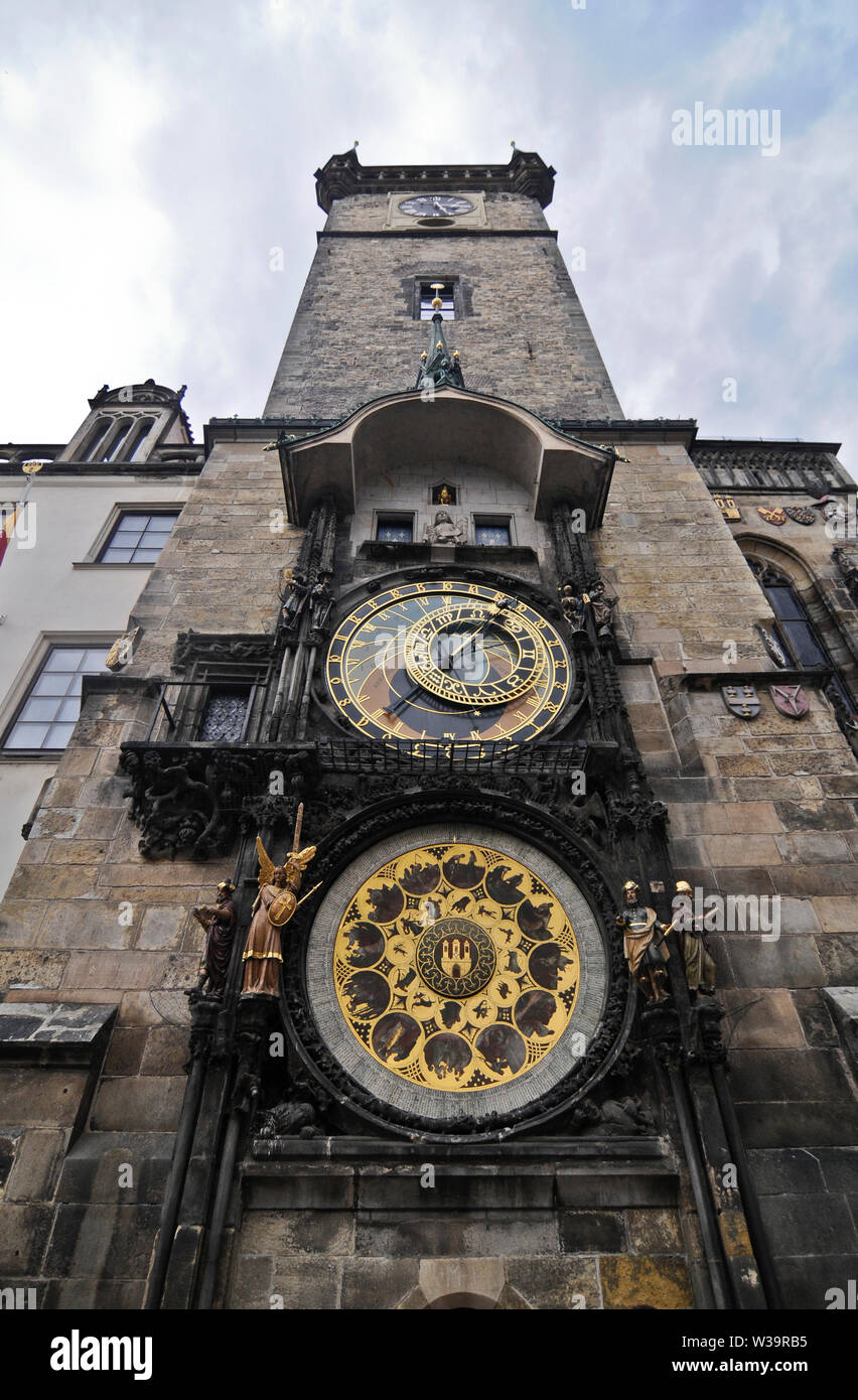 L'orologio astronomico di Praga - Praga Orloj, Repubblica Ceca Foto Stock