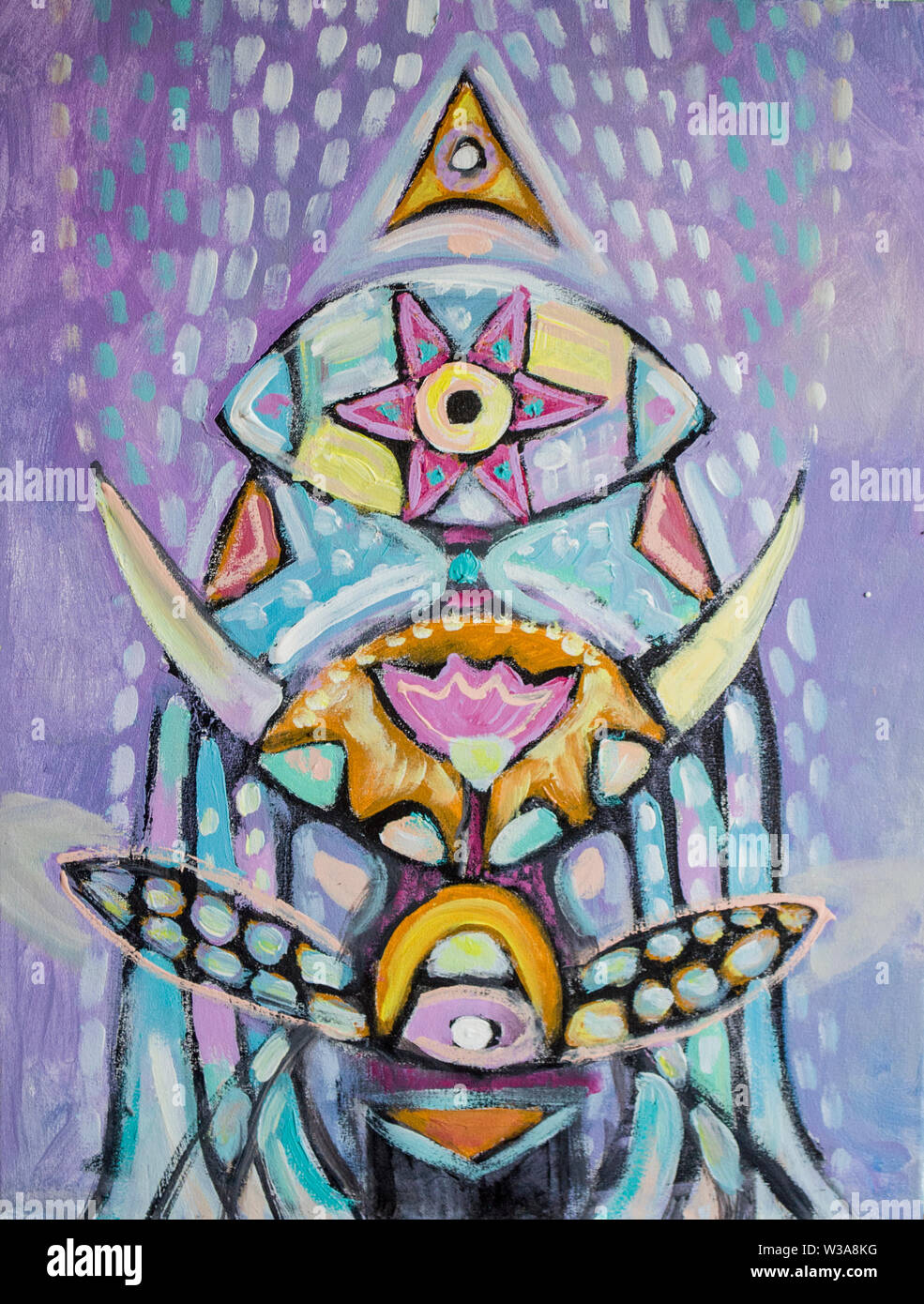 Disegnata a mano di pittura acrilica. L'arte astratta sfondo. Pittura Acrilica su tela di canapa. Colore e struttura. Frammento di opere d'arte. Pennellate di vernice. Ar moderno Foto Stock