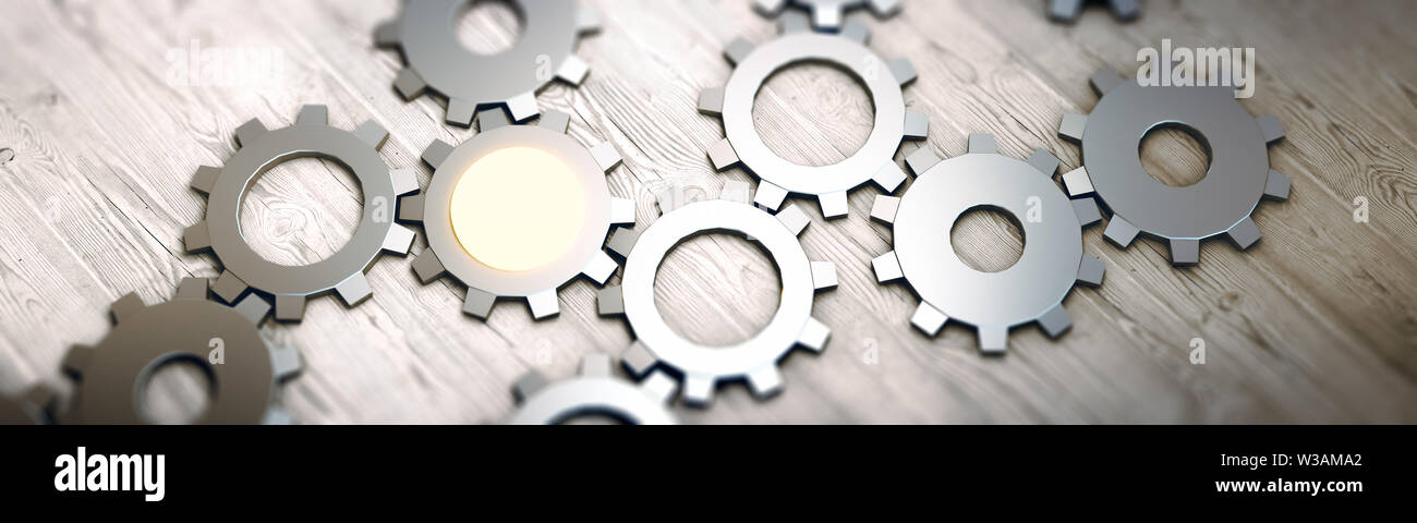 Ingranaggi di concetto di connessione 3d rendering Foto Stock