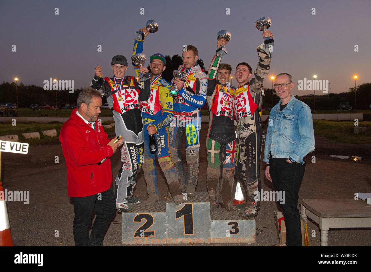 Loomer Rd, Newcastle und, UK. 13 Luglio, 2019. Stoke on Trent, 14 luglio Fours Champions: Stoke Potters durante il Campionato Nazionale 4 Team del campionato a Stoke Speedway Stadium, Loomer Rd, Newcastle Under Lyne sabato 13 luglio 2019. (Credit: Ian Charles | MI News) Credito: MI News & Sport /Alamy Live News Foto Stock