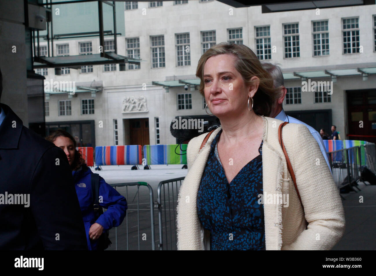 Londra, Regno Unito, 14 luglio 2019.Amber Rudd Segretario di Stato per il lavoro e le pensioni visto negli studi della BBC Foto Stock