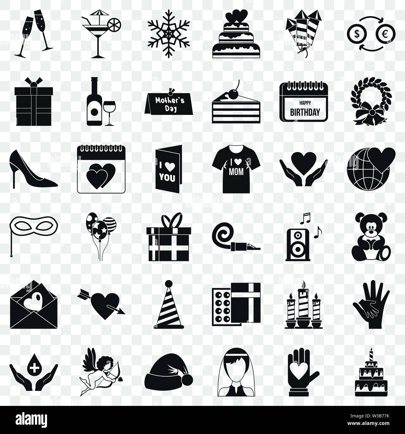 Maschera di set di icone, stile semplice Illustrazione Vettoriale