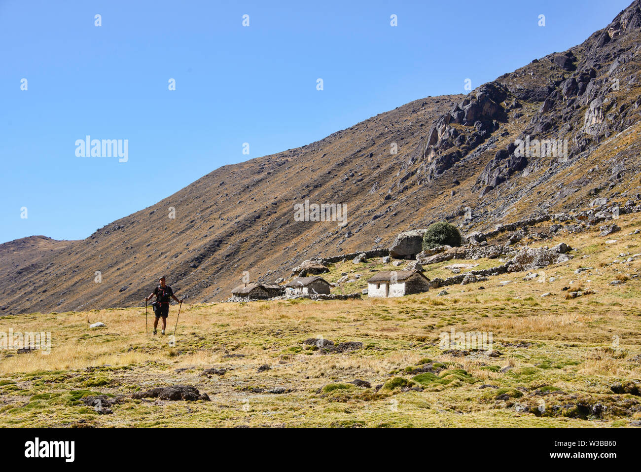 Trekking attraverso la Cordillera Real mountain range, Bolivia Foto Stock