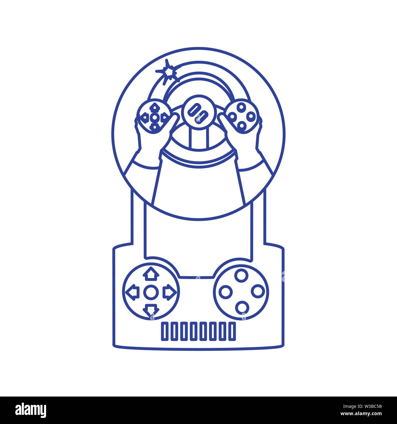 Mani con video gioco auto ruota di vettore di controllo di design illustrazione Illustrazione Vettoriale