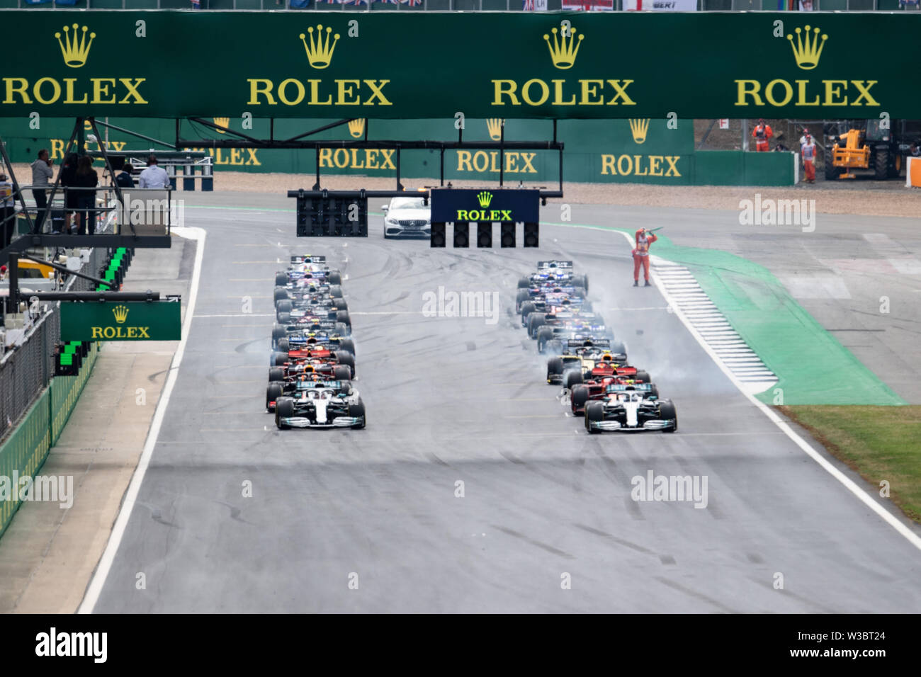 Silverstone, UK. 14 Luglio, 2019. Una vista generale della corsa durante la Formula 1 Rolex British Grand Prix 2019 sul circuito di Silverstone Domenica, Luglio 14, 2019 a Towcester, Inghilterra. Credito: Taka G Wu/Alamy Live News Foto Stock