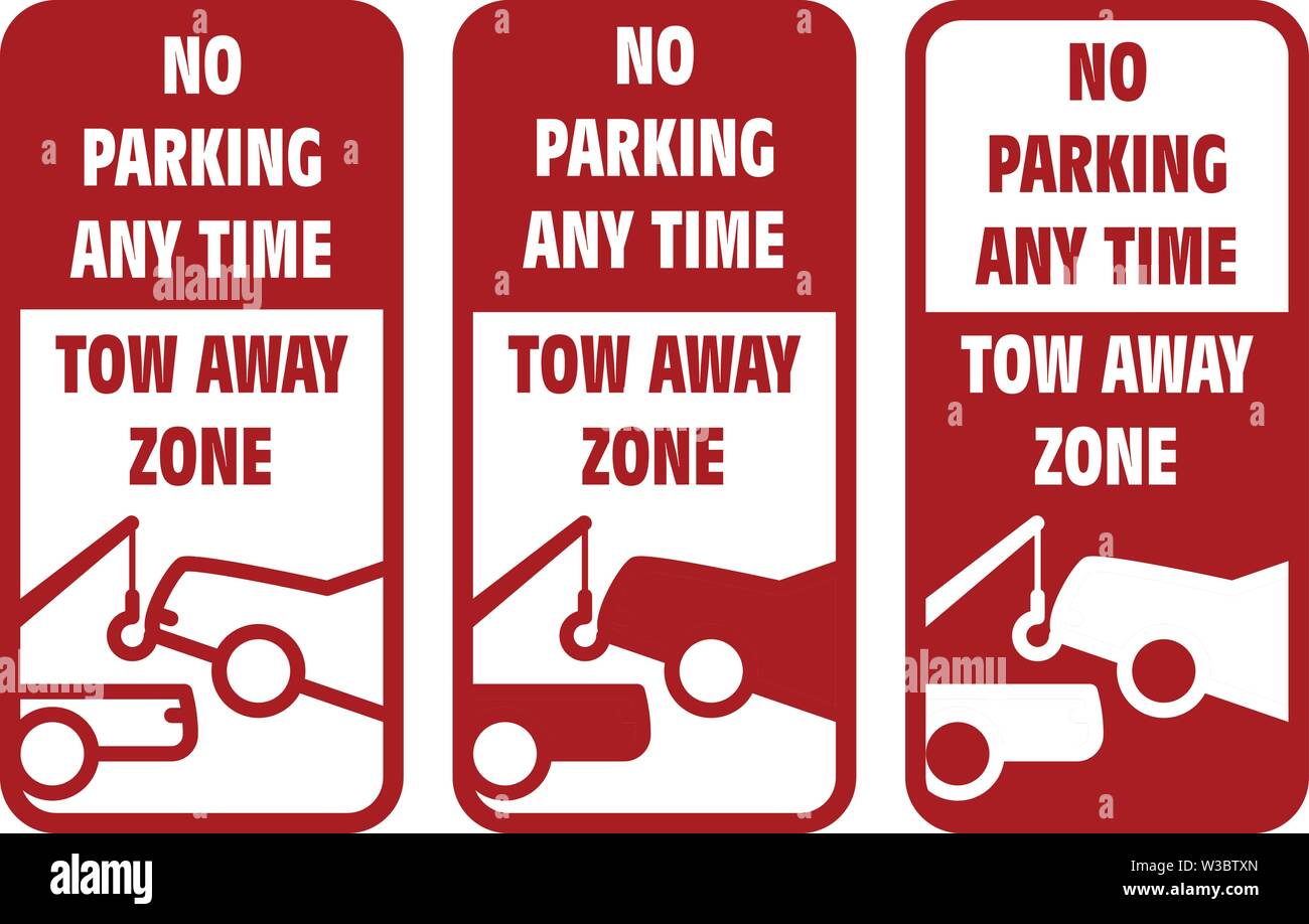 Veicoli trainare il cartello stradale - parcheggio non firmare, ripartizione carrello o icona wrecker Illustrazione Vettoriale