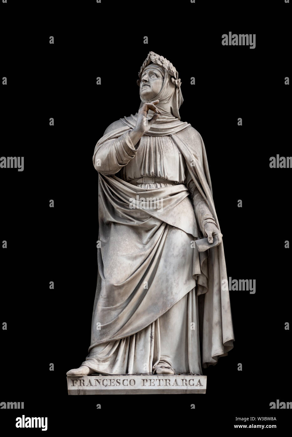 Francesco Petrarca statua, da Andrea Leoni, 1845. Esso si trova nel cortile degli Uffizi di Firenze. Foto Stock