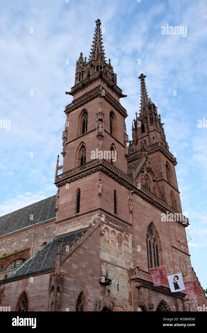 Una vista generale di Basilea Minster, Svizzera Foto Stock