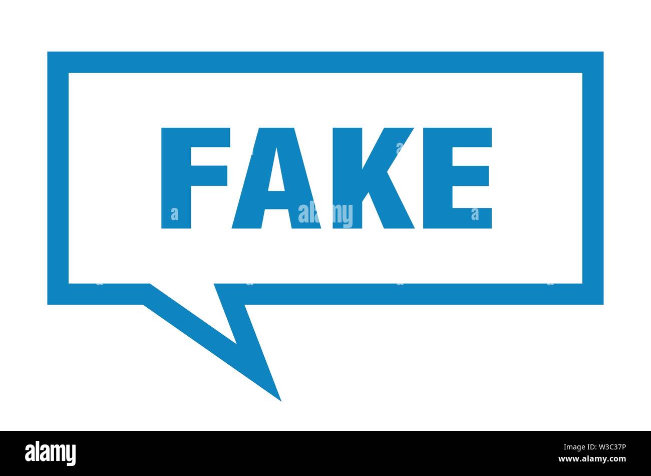 Fake segno. fake square discorso bolla. fake Illustrazione Vettoriale