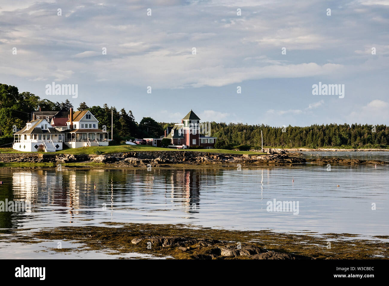 Case lungo Wills Gut su Bailey Island in Harpswell, Maine. Foto Stock