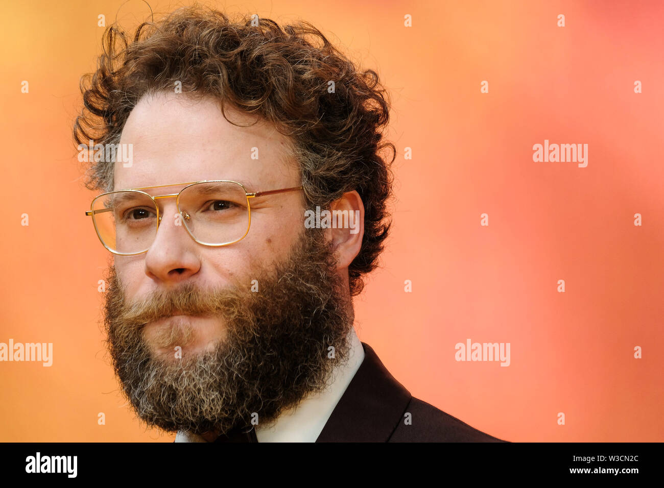 Londra, Regno Unito. Il 14 luglio 2019. Seth Rogen pone sul tappeto giallo a premiere europeo di Disneys 'Il Re Leone' domenica 14 luglio 2019 a LUXE Odeon Leicester Square, Londra. Seth Rogen. Foto di Julie Edwards. Credito: Julie Edwards/Alamy Live News Foto Stock