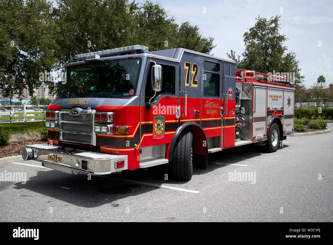 Osceola county servizi di emergenza incendio rescue fire truck florida stati uniti d'America Foto Stock