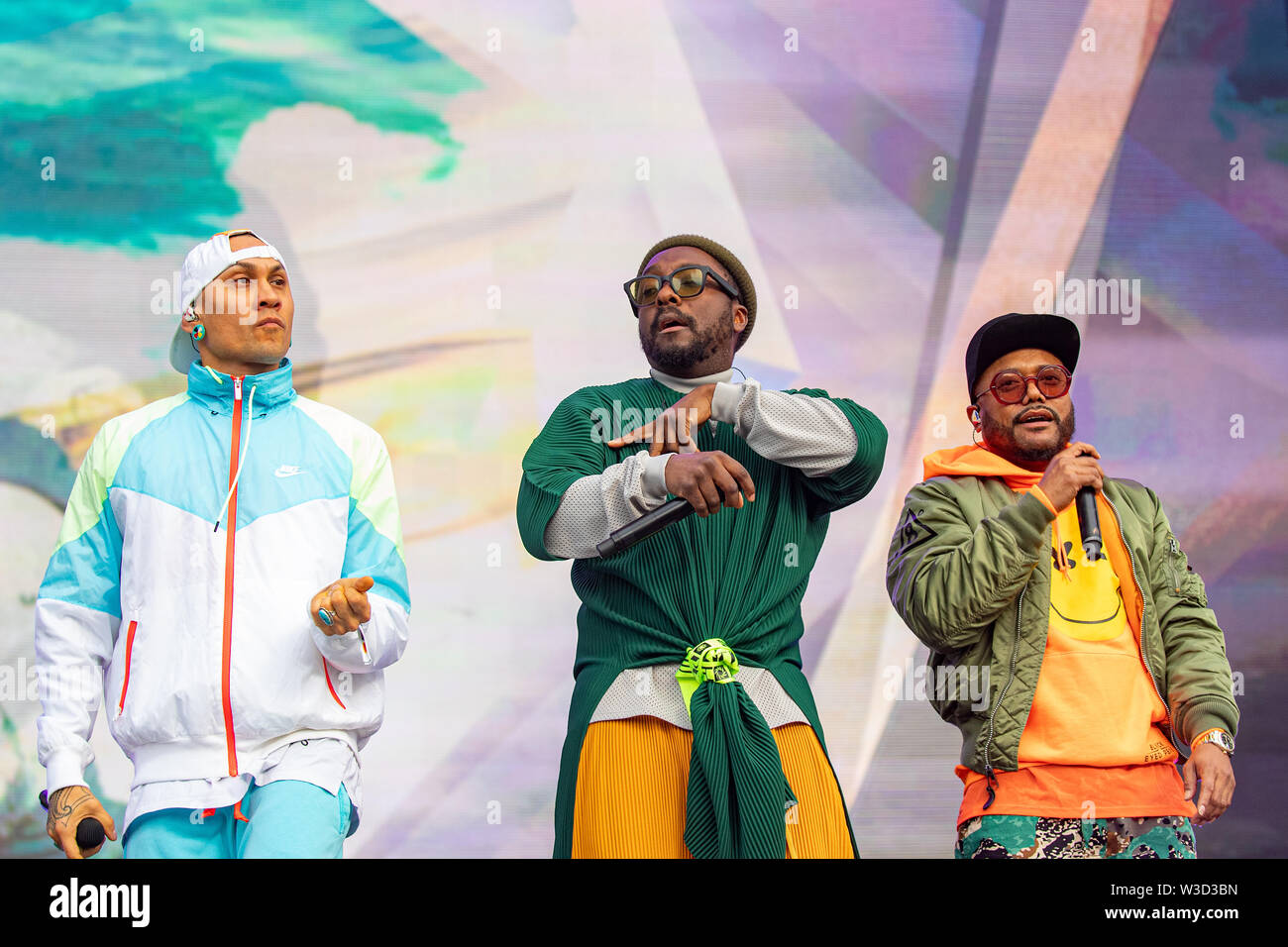 Londra, Regno Unito. 14 Luglio, 2019. Il Black Eyed Peas (da sinistra a destra) tabù,.I.am e APL.de.ap di eseguire durante la British Summer Time festival in Hyde Park Credit: Jason Richardson/Alamy Live News Foto Stock