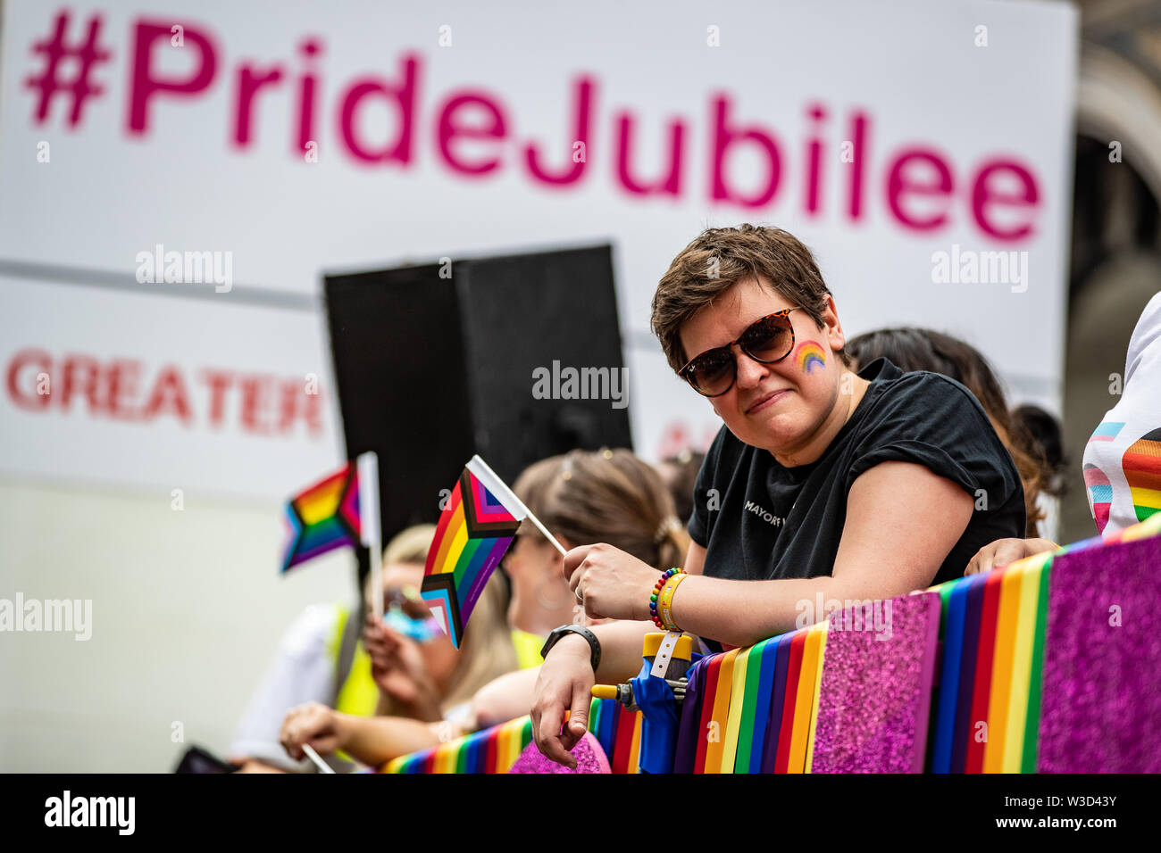 London Pride 2019 Marzo Parade protesta Gay LGBT LGBTQ Lesbica Foto Stock