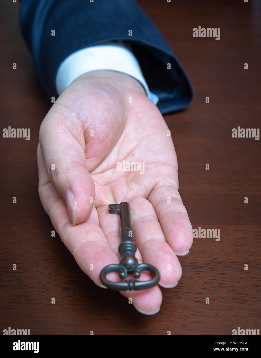 Imprenditore tenendo la vecchia chiave. I concetti di business. Foto Stock Imprenditore tenendo la vecchia chiave. I concetti di business. Foto Stock