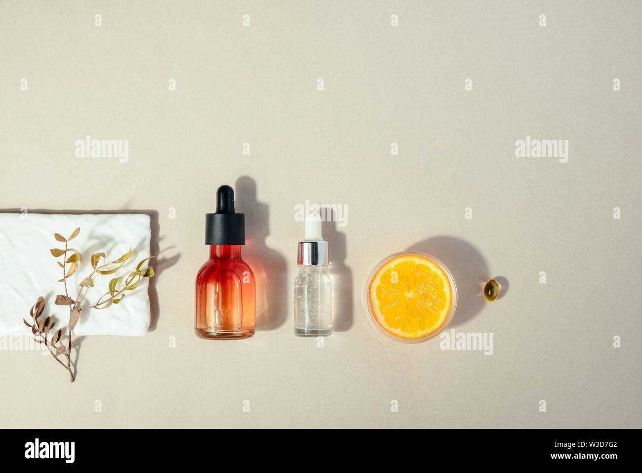 Cosmetici naturali nozione. Bellezza della pelle health care concetto. Bio prodotto organico. Sfondo sani Foto Stock