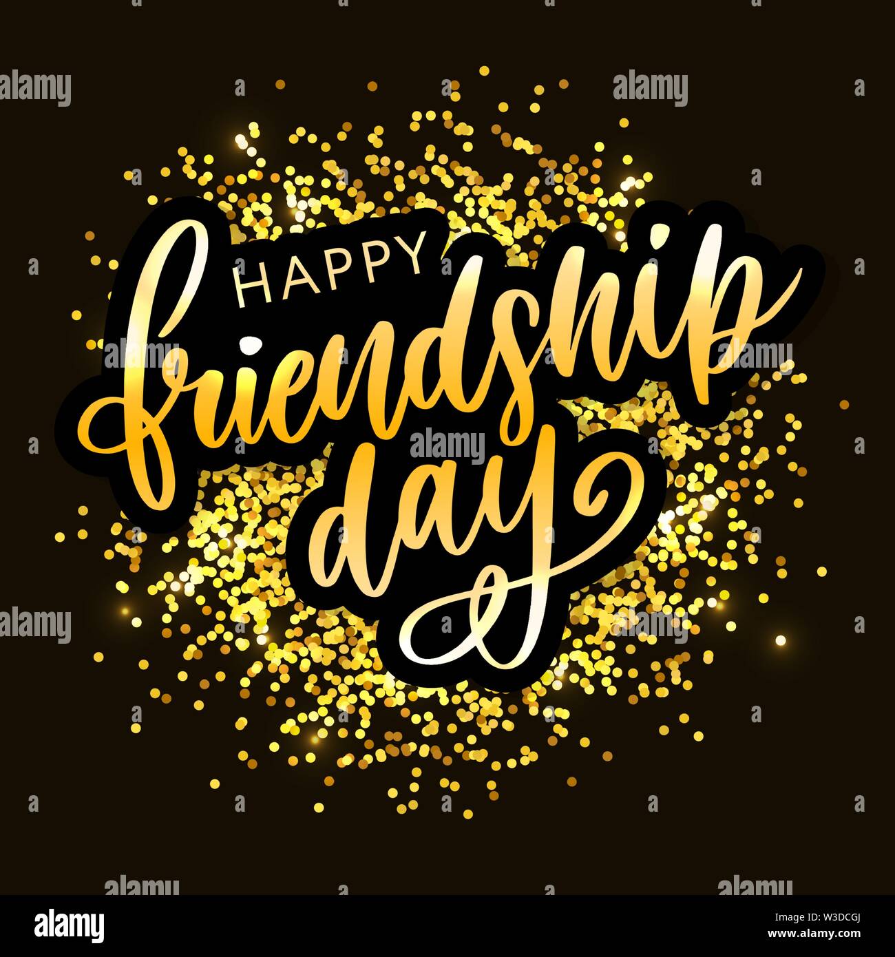 Illustrazione Vettoriale di disegnati a mano felice amicizia giorno felicitation in fashion style con caratteri di testo e di segno triangolo di colore Illustrazione Vettoriale