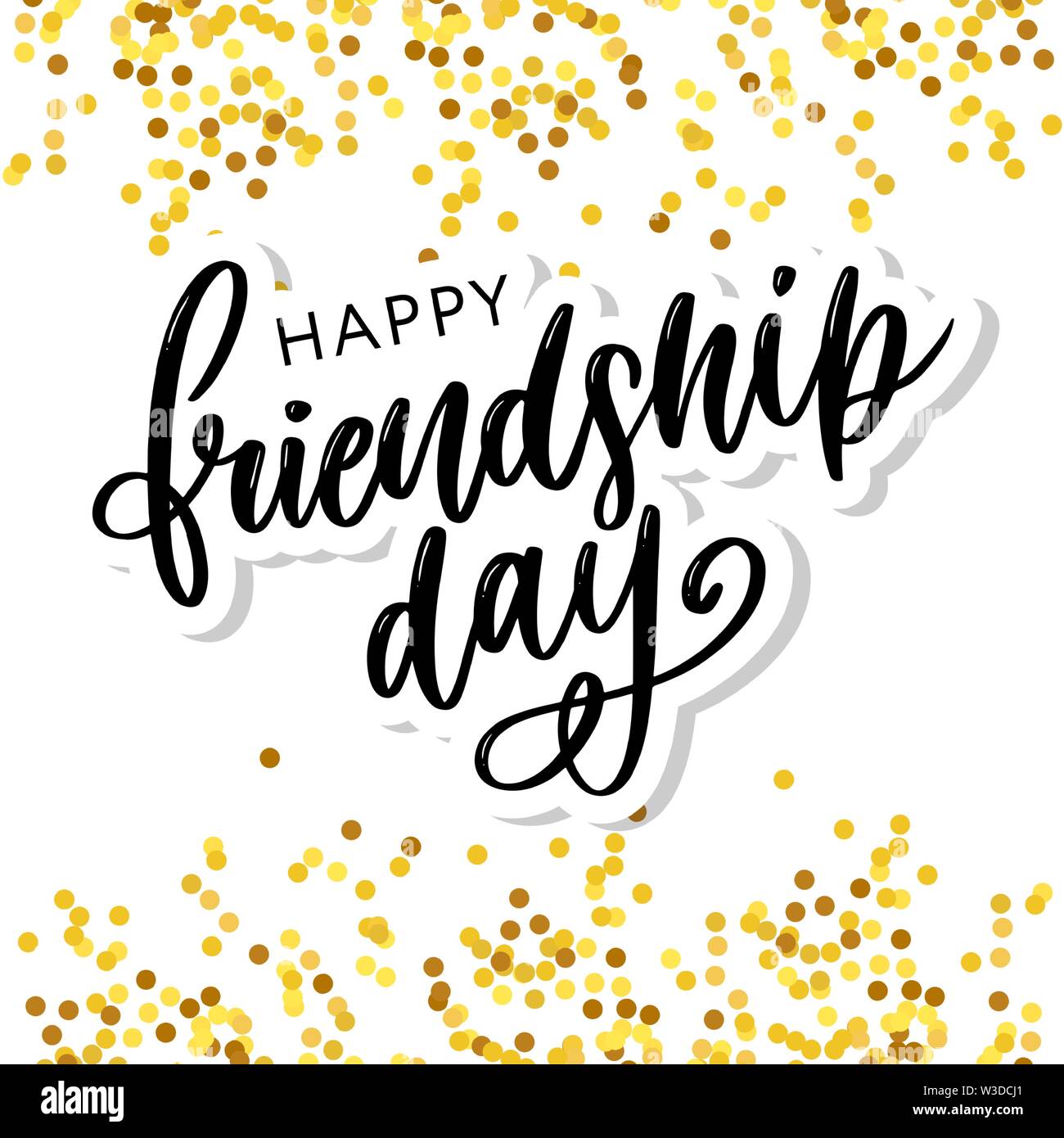 Illustrazione Vettoriale di disegnati a mano felice amicizia giorno felicitation in fashion style con caratteri di testo e di segno triangolo di colore Illustrazione Vettoriale