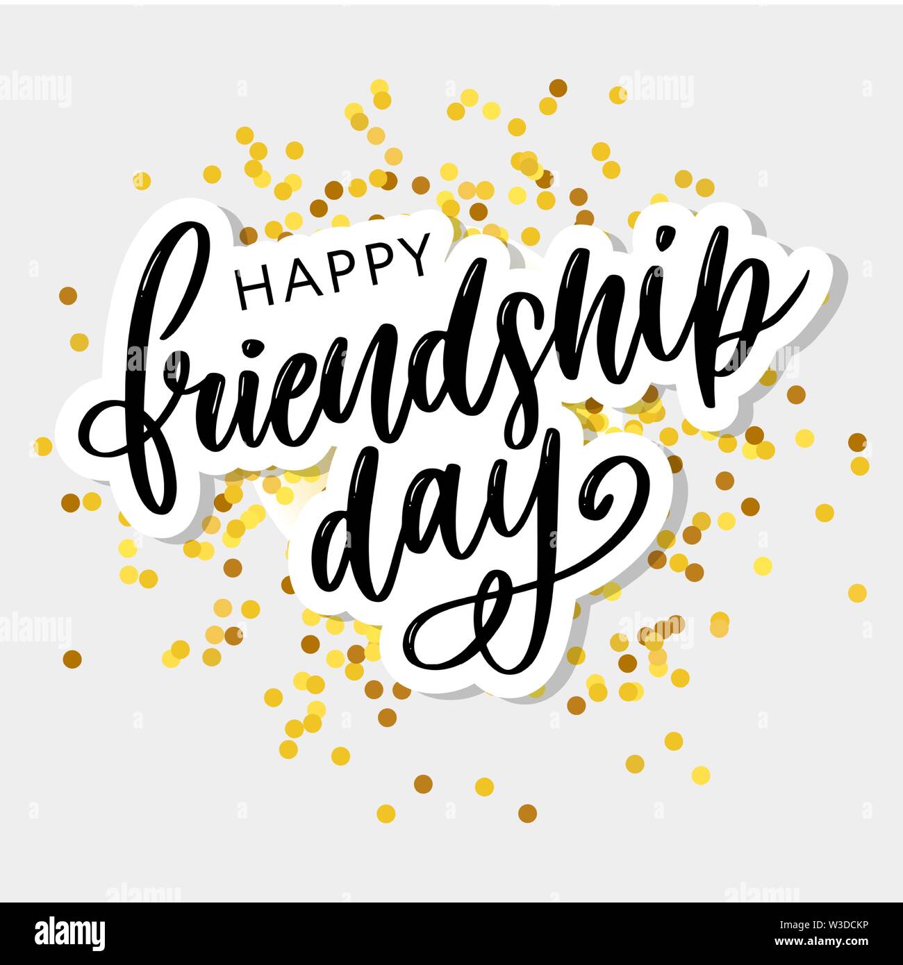 Illustrazione Vettoriale di disegnati a mano felice amicizia giorno felicitation in fashion style con caratteri di testo e di segno triangolo di colore Illustrazione Vettoriale