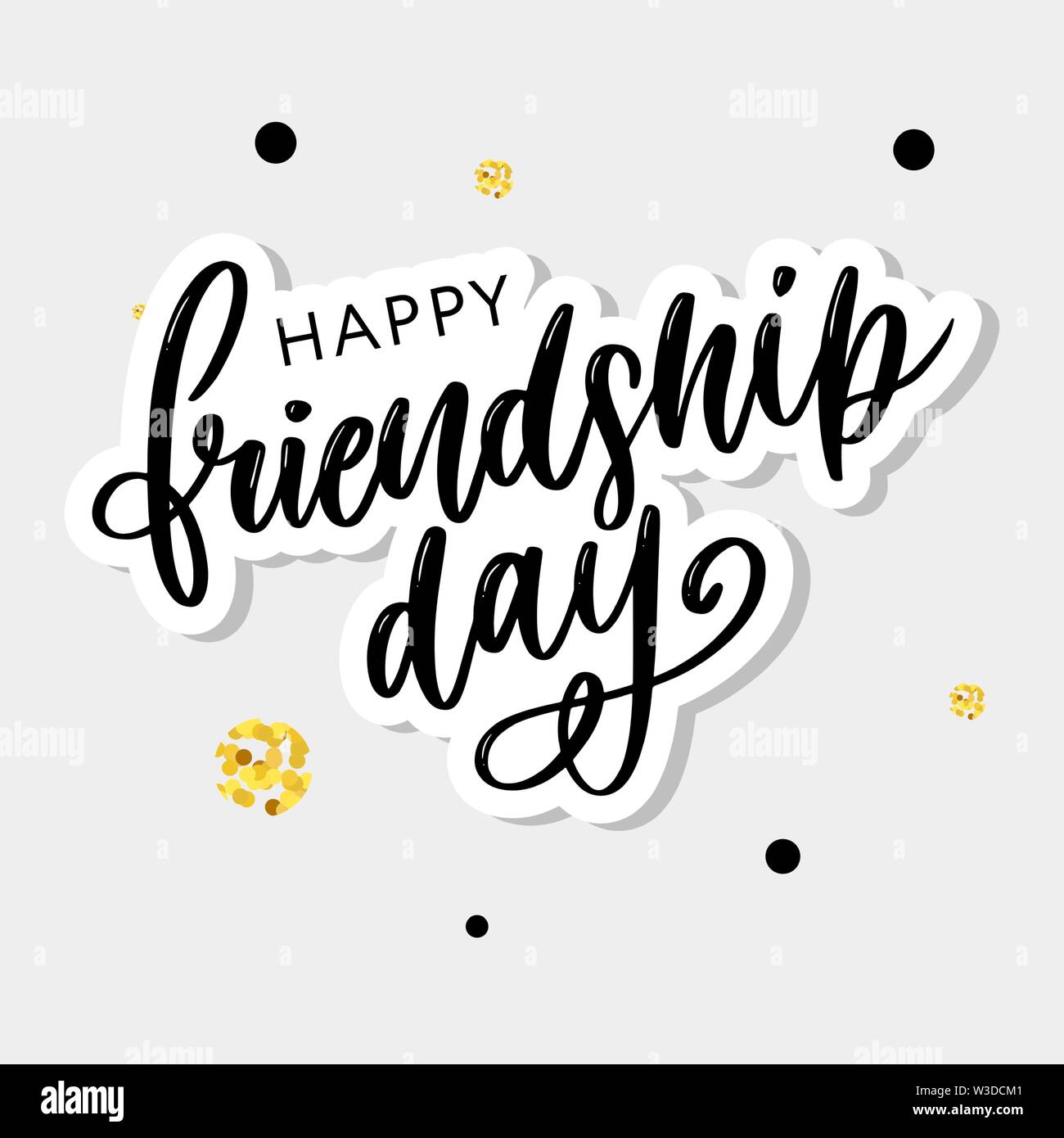 Illustrazione Vettoriale di disegnati a mano felice amicizia giorno felicitation in fashion style con caratteri di testo e di segno triangolo di colore Illustrazione Vettoriale