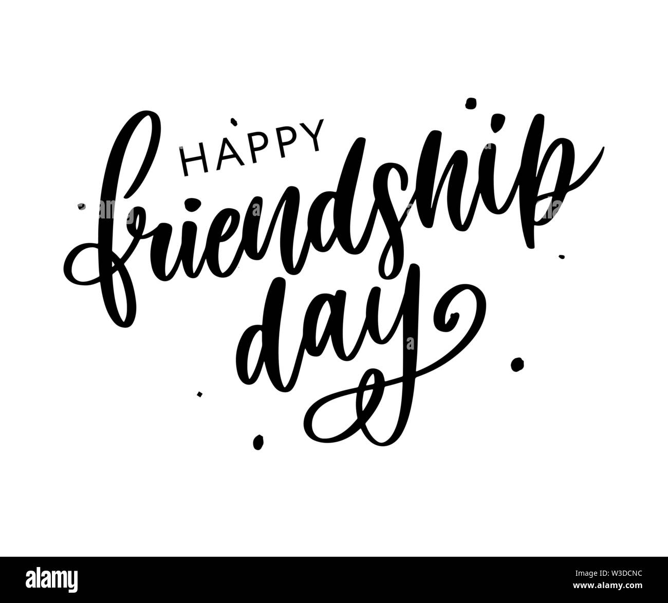 Illustrazione Vettoriale di disegnati a mano felice amicizia giorno felicitation in fashion style con caratteri di testo e di segno triangolo di colore Illustrazione Vettoriale