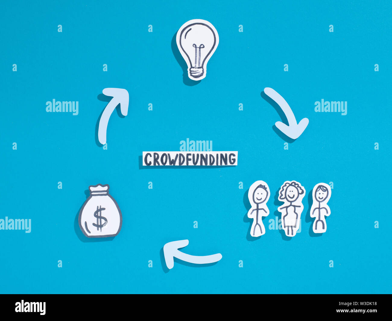 Persone Crowdfunding nel commercio di profitto per raccogliere fondi Foto Stock