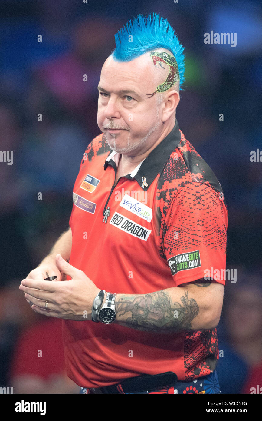 Colonia, Deutschland. 13 Luglio, 2019. Peter Wright (ITA), mezza figura, mezza figura, ritratto, Tedesco Freccette Masters, su 13.07.2019 in la Lanxess Arena in Koeln/Germania. | Utilizzo di credito in tutto il mondo: dpa/Alamy Live News Foto Stock