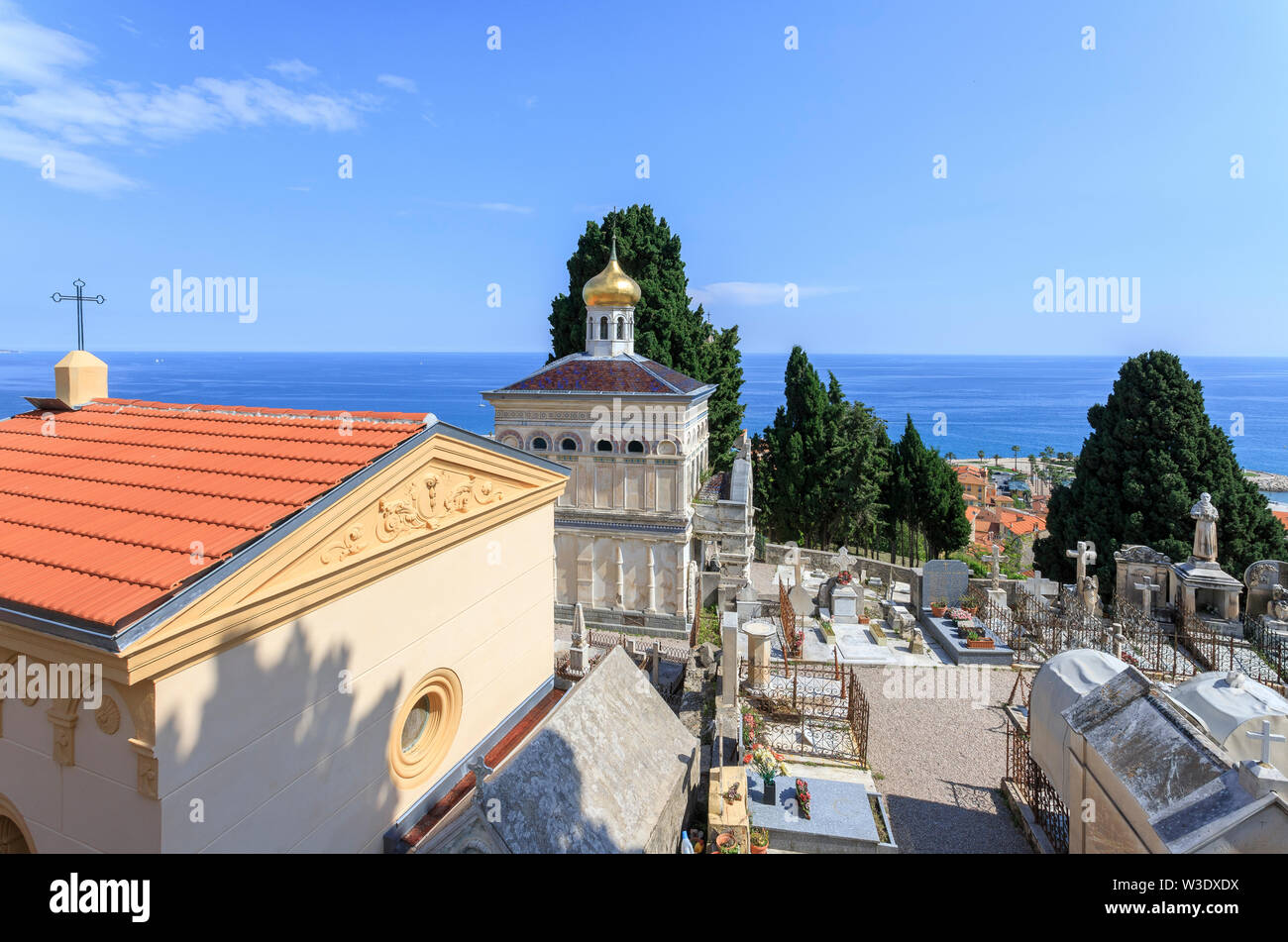 Francia, Alpes Maritimes, Menton, cimitero Russo, cappella ortodossa Foto Stock