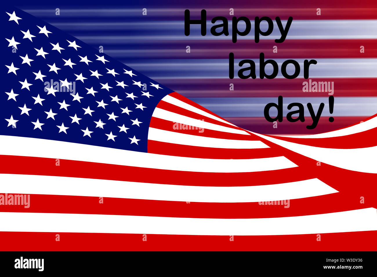 Le illustrazioni. Piegate bandiera degli Stati Uniti d'America con l'iscrizione: Happy labor day! Nell'angolo in alto a destra. Foto Stock