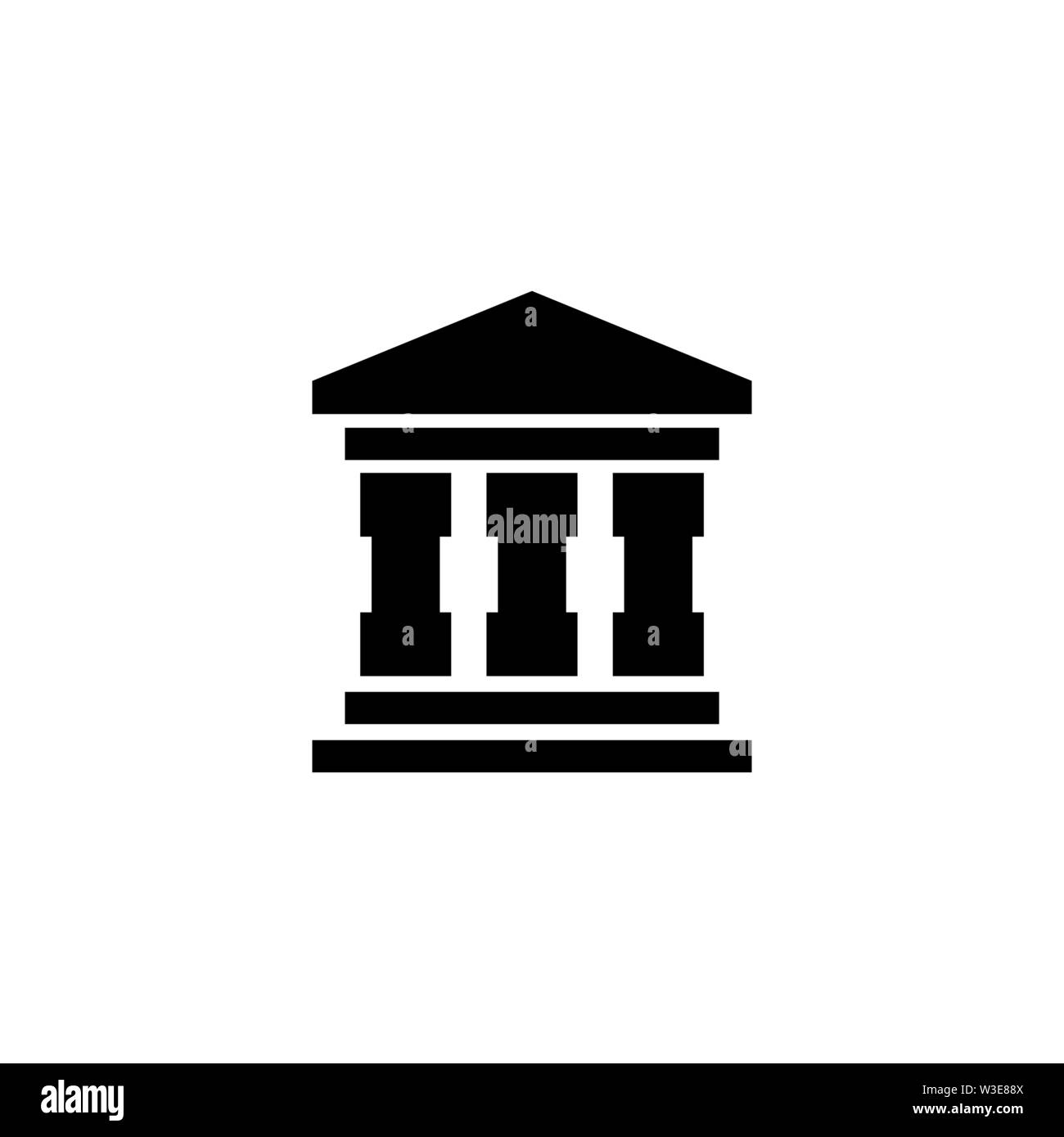 Bank Building. Piatto icona Vettore illustrazione. Semplice simbolo nero su sfondo bianco. Bank Building segno del modello di progettazione per il web e i dispositivi mobili elemen UI Illustrazione Vettoriale