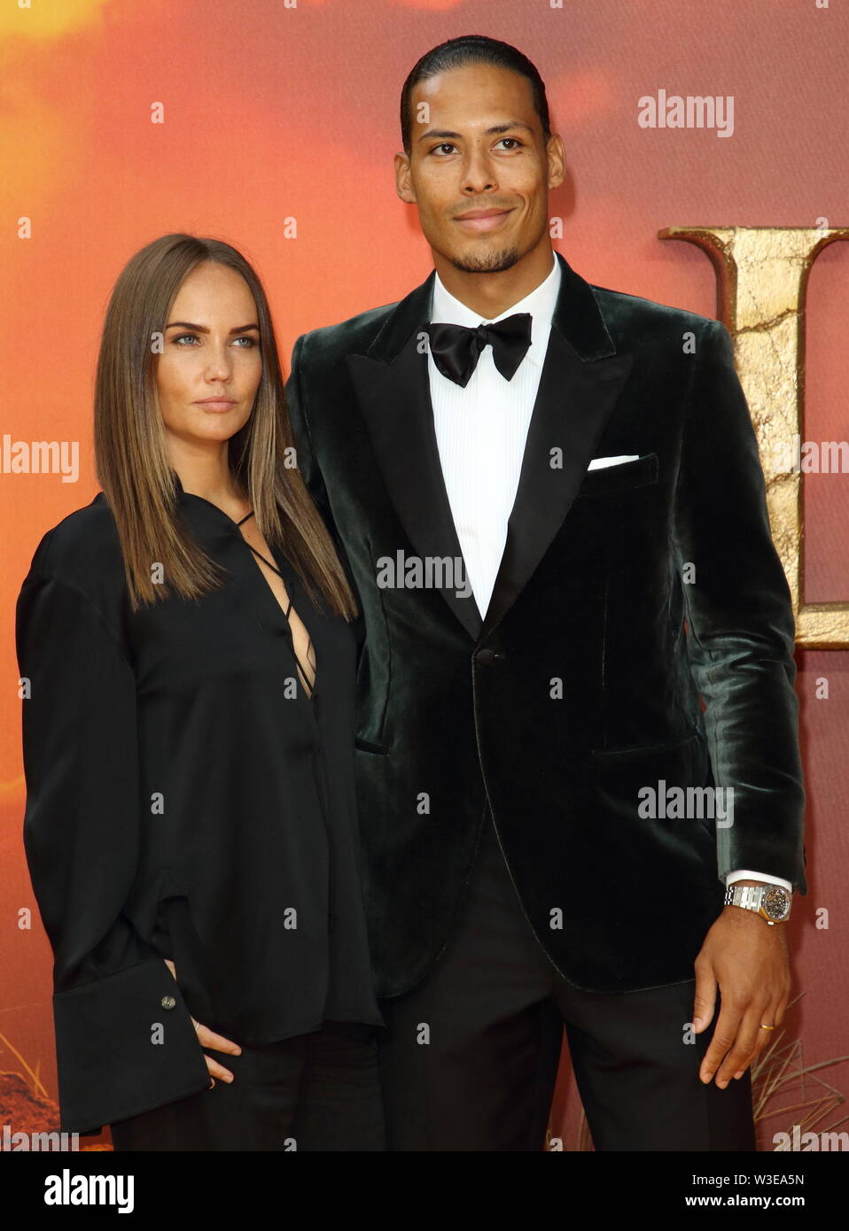 Virgilio Van Dijk partecipa alla premiere europeo della Disney The Lion King a l'Odeon Luxe cinema, Leicester Square a Londra. Foto Stock